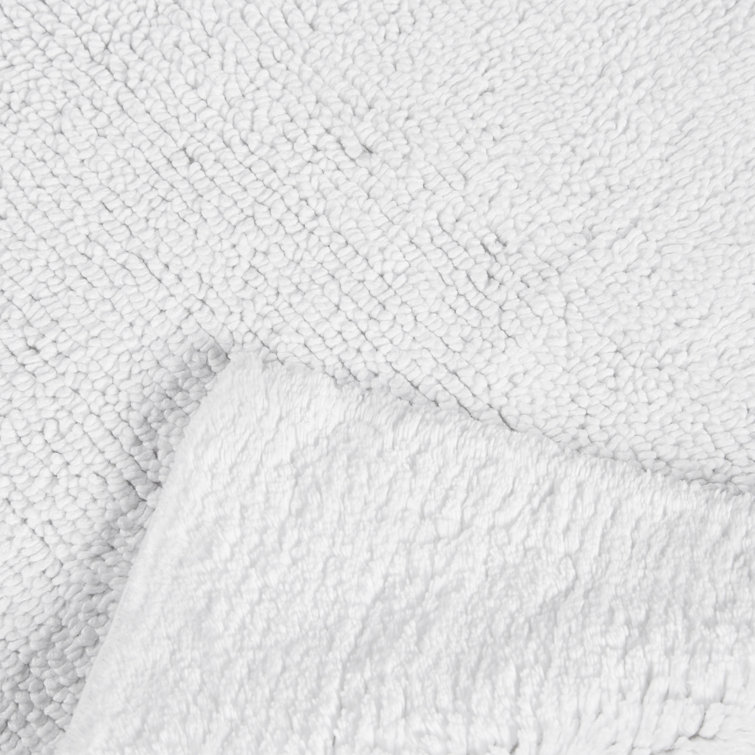 White Plush Cotton Reversible Bath Rug