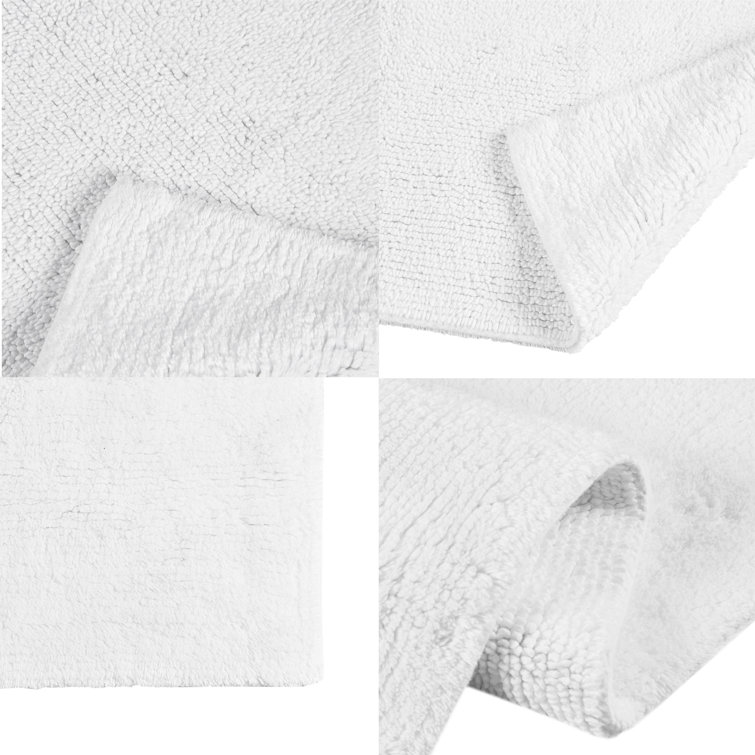 White Plush Cotton Reversible Bath Rug