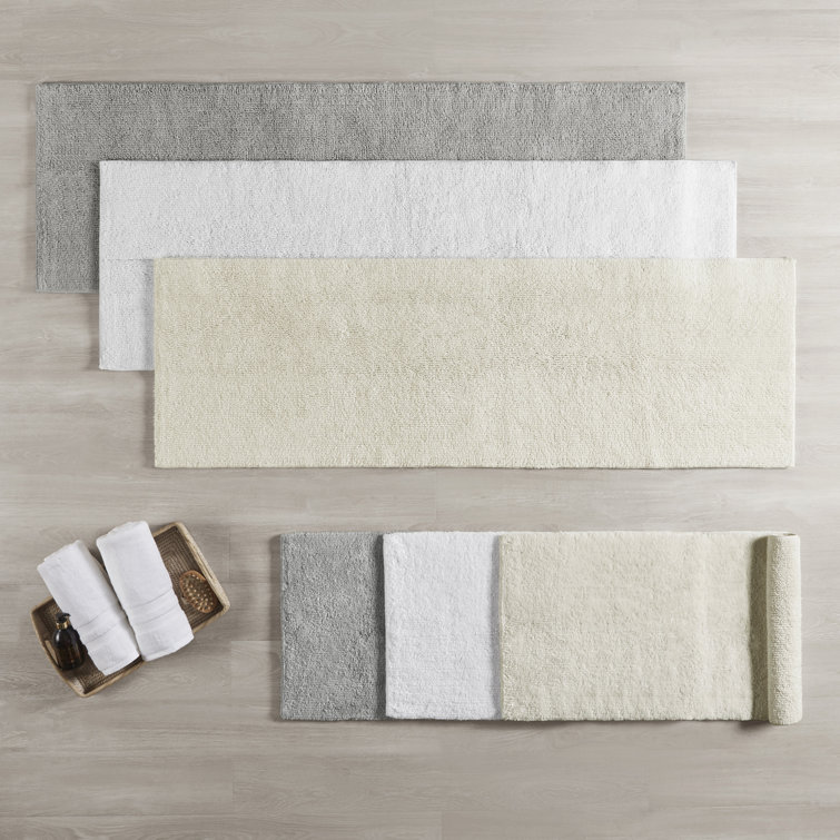 White Plush Cotton Reversible Bath Rug