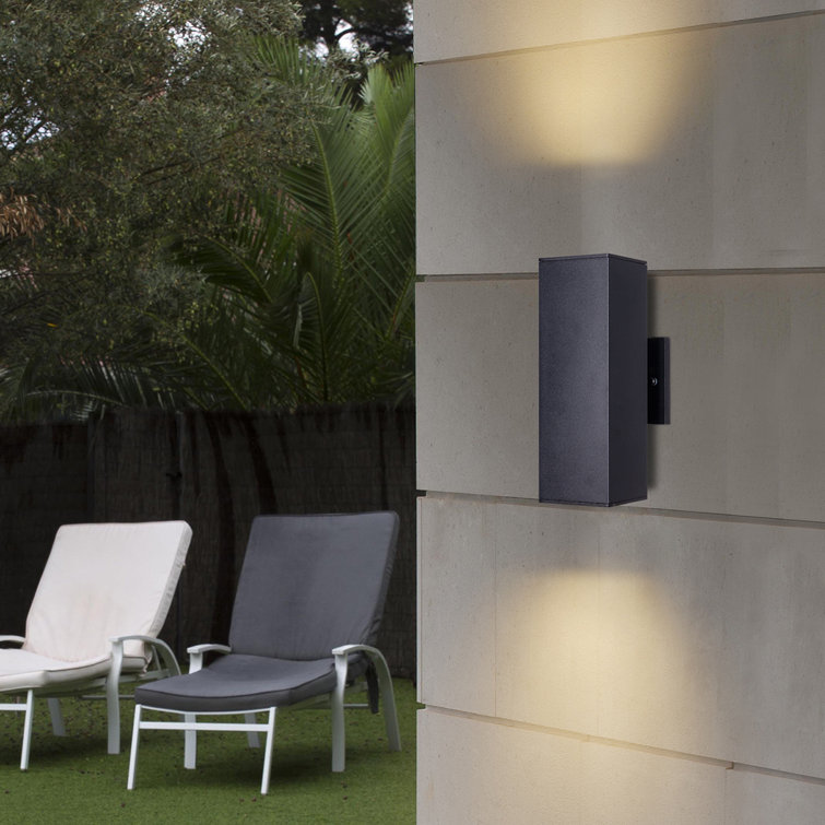 Black Aluminum Hardwired Outdoor Wall Sconce Set