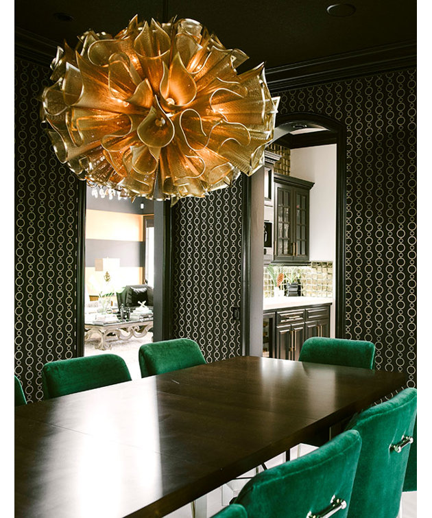 Glam Gold Leaf 16-Light Geometric Glass Chandelier