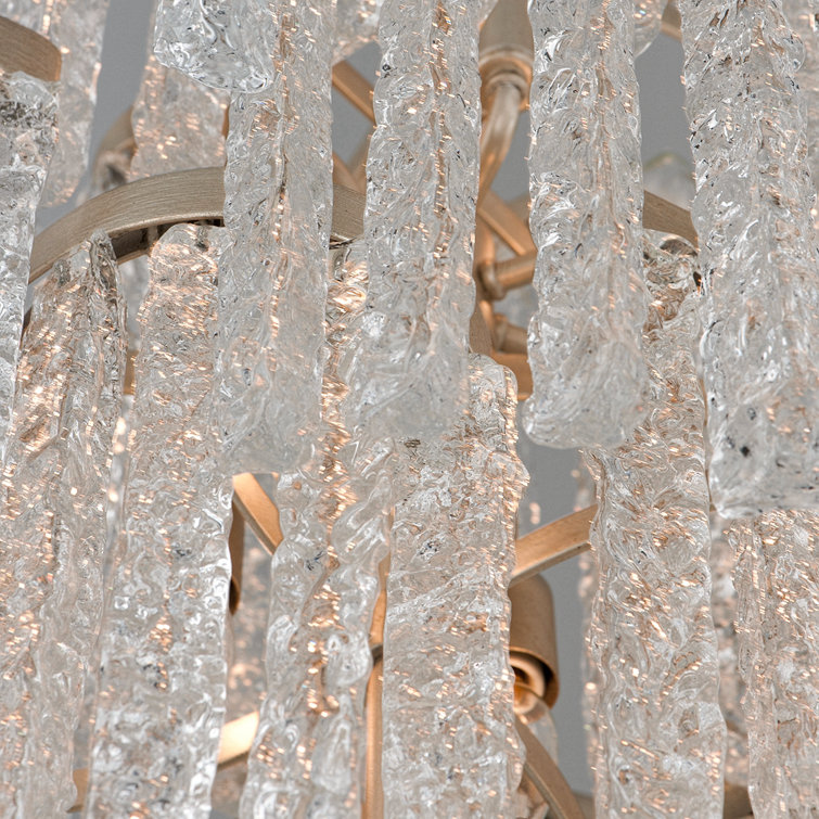 Mont Blanc Venetian Glass 13-Light Tiered Chandelier in Modern Silver Leaf