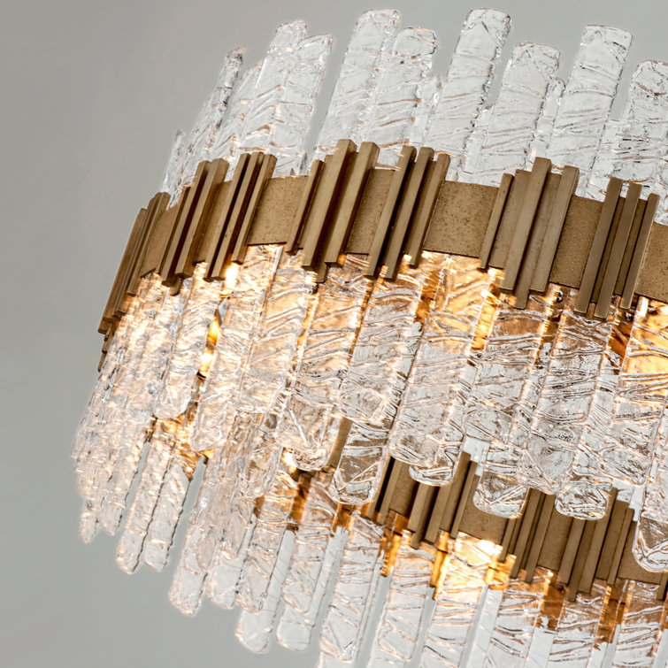 Ciro Chiselled Glass and Antique Silver Leaf 8-Light Pendant