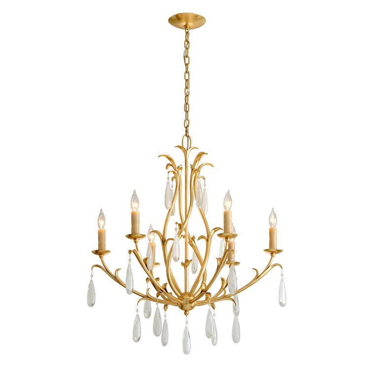 Prosecco Gold Leaf 30'' Crystal 6-Light Chandelier