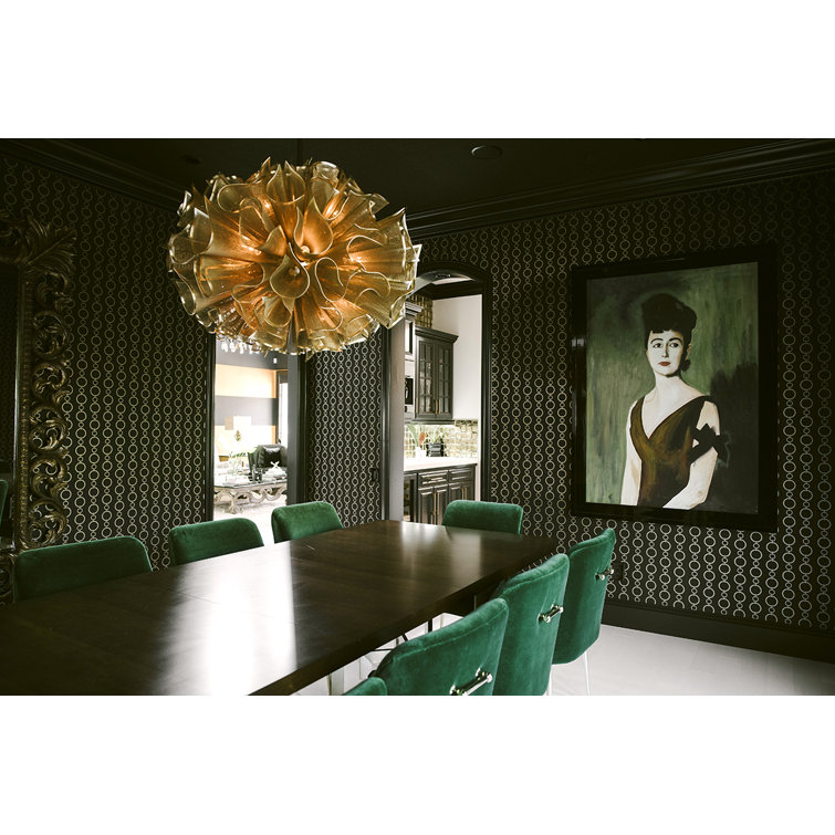 Glam Gold Leaf 16-Light Geometric Glass Chandelier