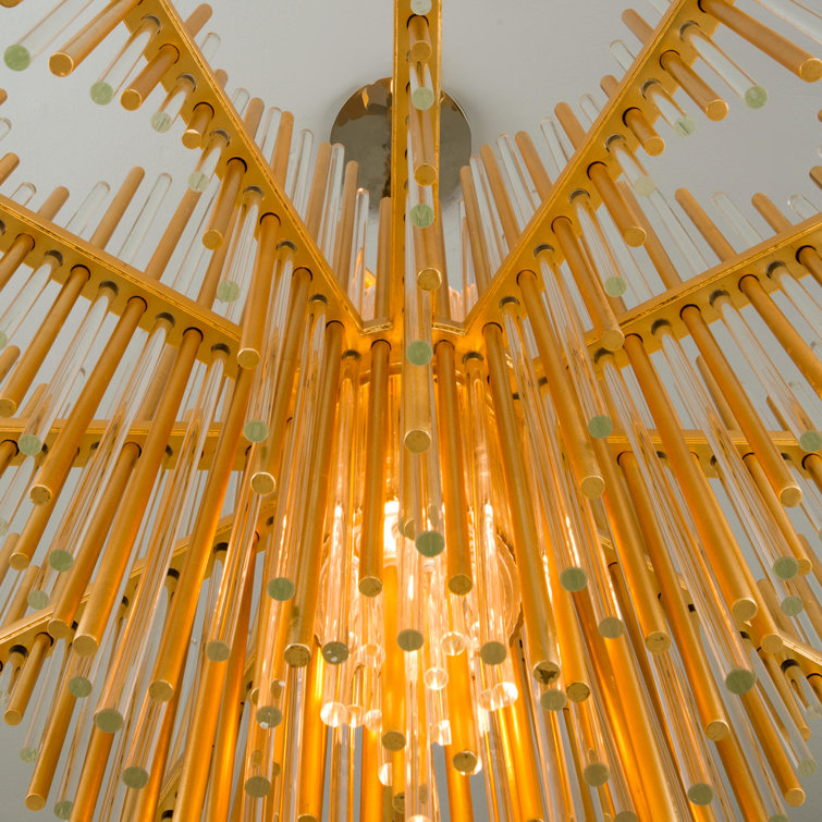 Gold Leaf Crystal LED 2-Light Geometric Chandelier