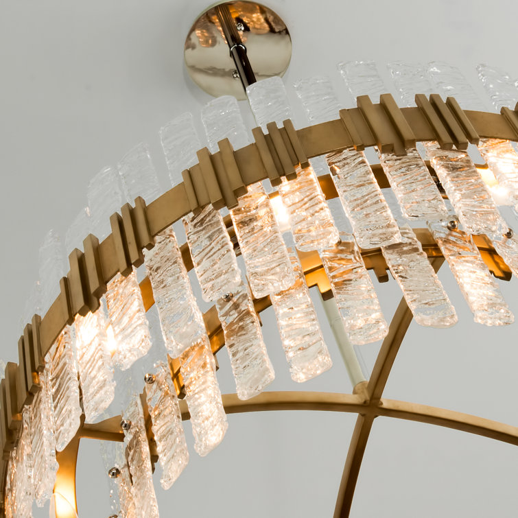 Ciro Chiselled Glass and Antique Silver Leaf 8-Light Pendant