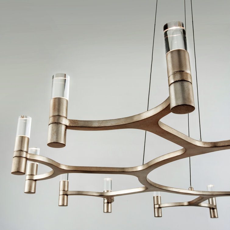 Contemporary Nexus Silver Crystal Plug-In Chandelier, 38"
