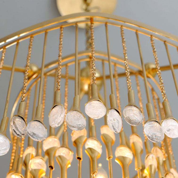 Kiara Gold Leaf Plug-In Crystal Chandelier, 23.25"