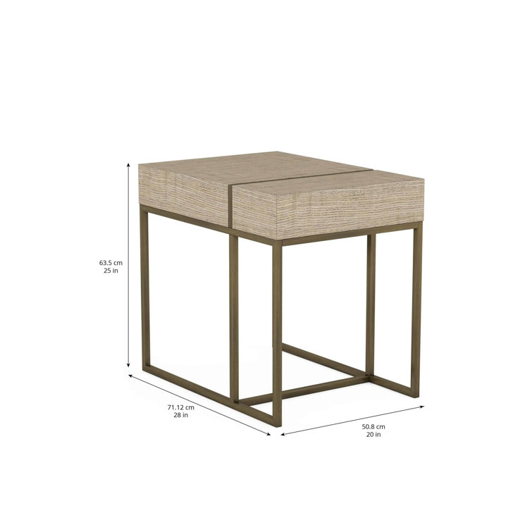 Shale Gray Wood and Metal End Table with Storage