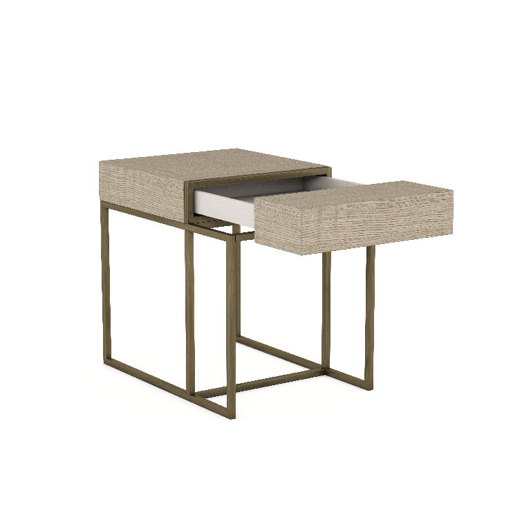 Shale Gray Wood and Metal End Table with Storage