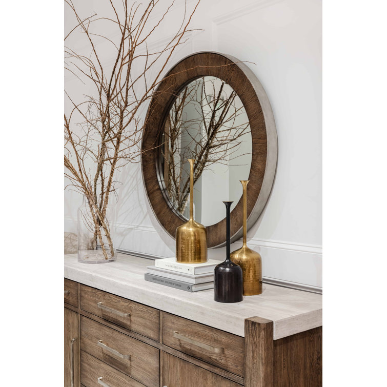 Smoked Knotty Oak Veneer Sideboard with Metal Accents