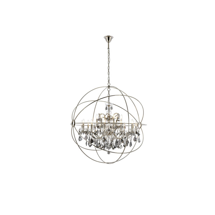 Geneva Polished Nickel 18-Light Globe Chandelier with Silver Shade Crystals
