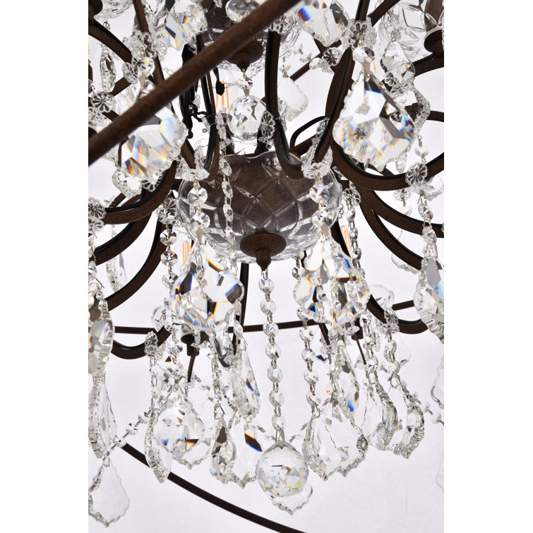 Geneva 44" Red Rusted 18-Light Globe Chandelier with Clear Crystals
