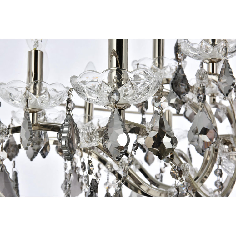 Geneva Polished Nickel 18-Light Globe Chandelier with Silver Shade Crystals