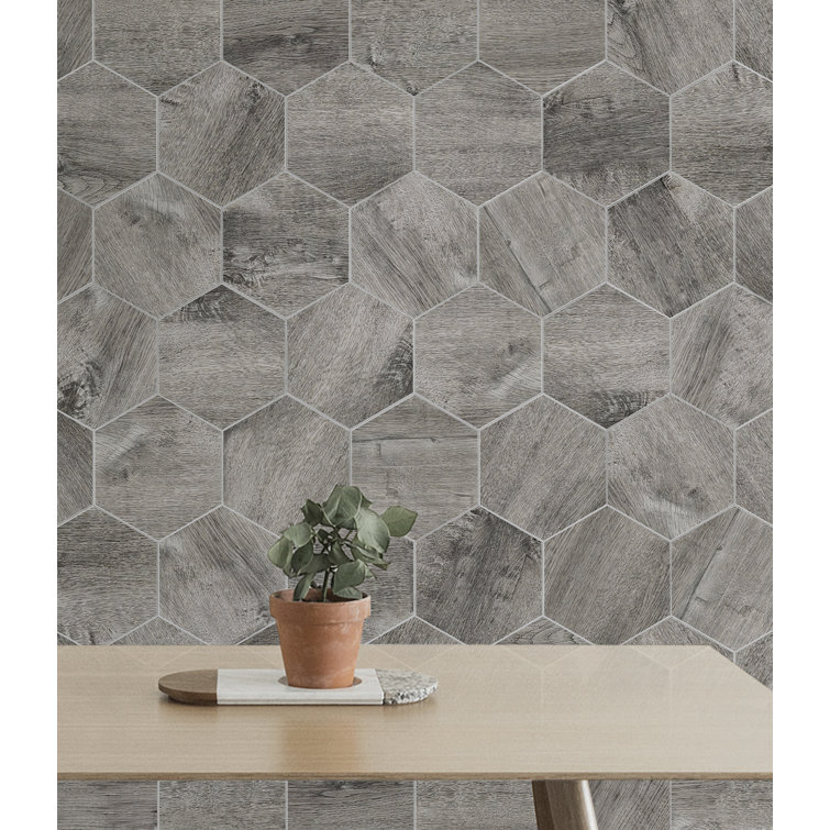 Bonfire Hexagon Wood Grain Peel & Stick Wall Tile