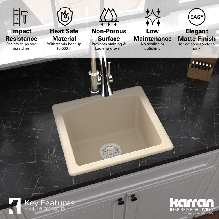 Bisque Quartz Composite Single Bowl Drop-in Farmhouse Sink