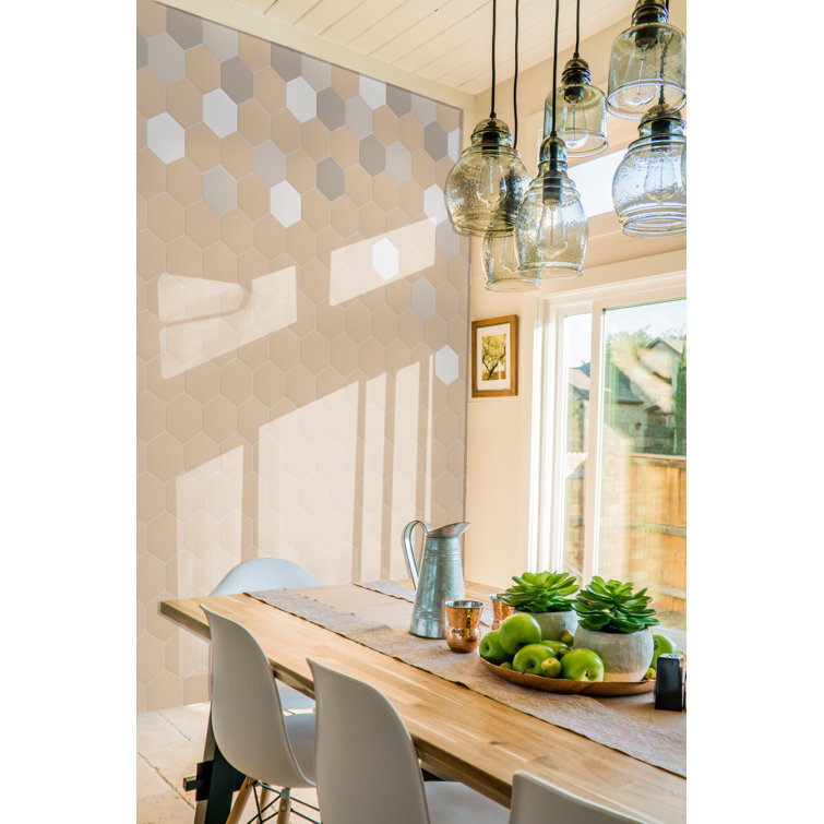 Latte Hexagon Stone Composite Peel & Stick Wall Tile