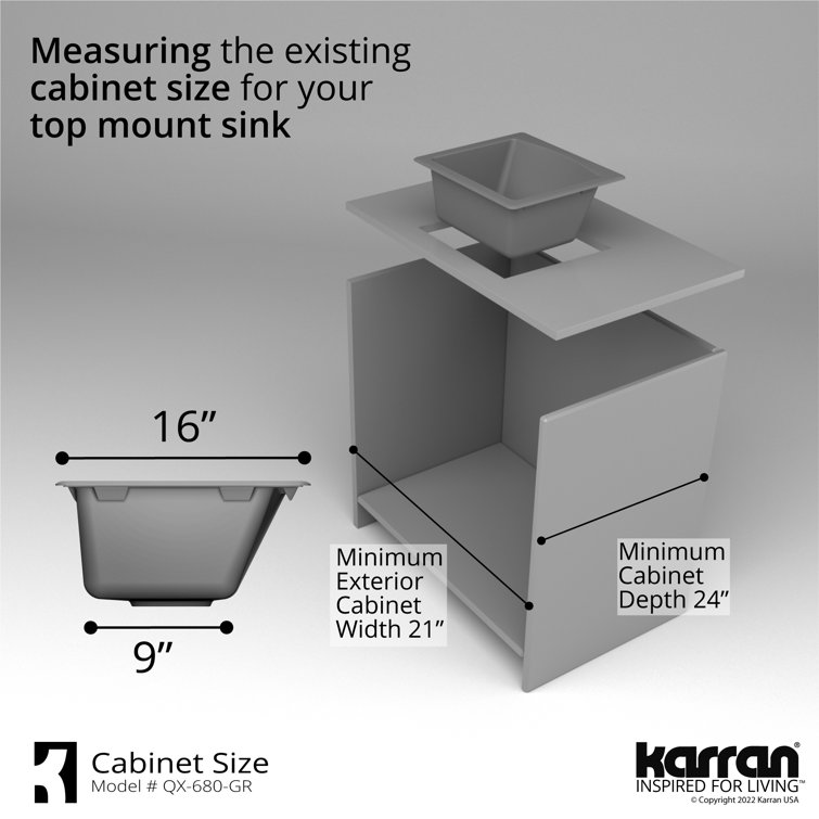 Gray Quartz Composite Single Bowl Drop-In Kitchen Sink