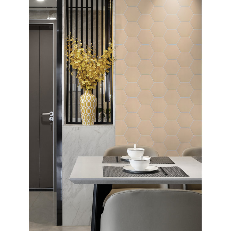 Latte Hexagon Stone Composite Peel & Stick Wall Tile