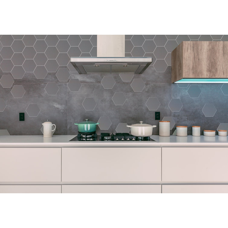 Bex Gray Hexagon Stone Composite Peel & Stick Wall Tile