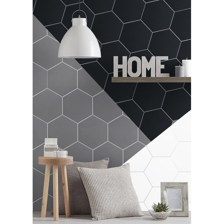 Bex Gray Hexagon Stone Composite Peel & Stick Wall Tile