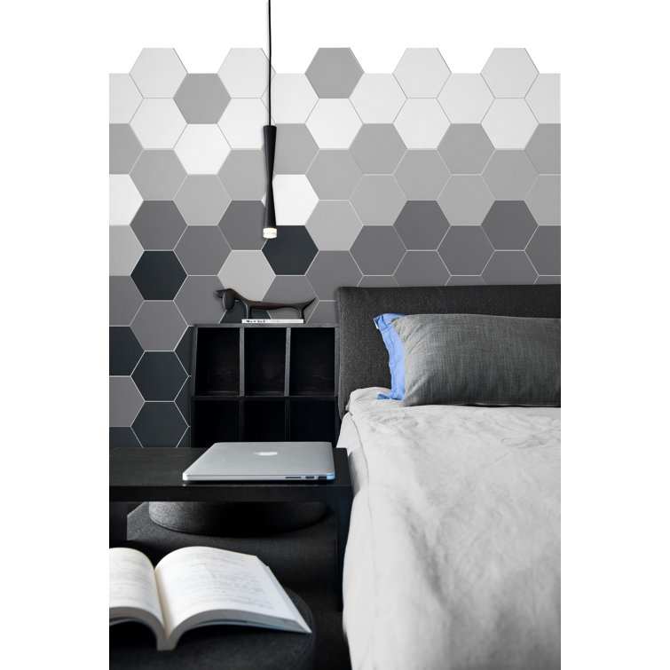 Bex Gray Hexagon Stone Composite Peel & Stick Wall Tile