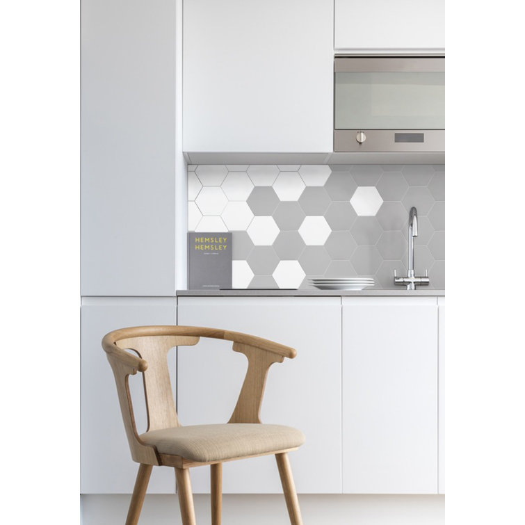 Bex Gray Hexagon Stone Composite Peel & Stick Wall Tile