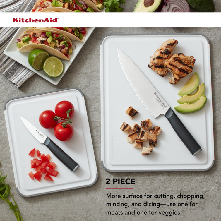 White Rectangular Nonslip Plastic Cutting Board Set