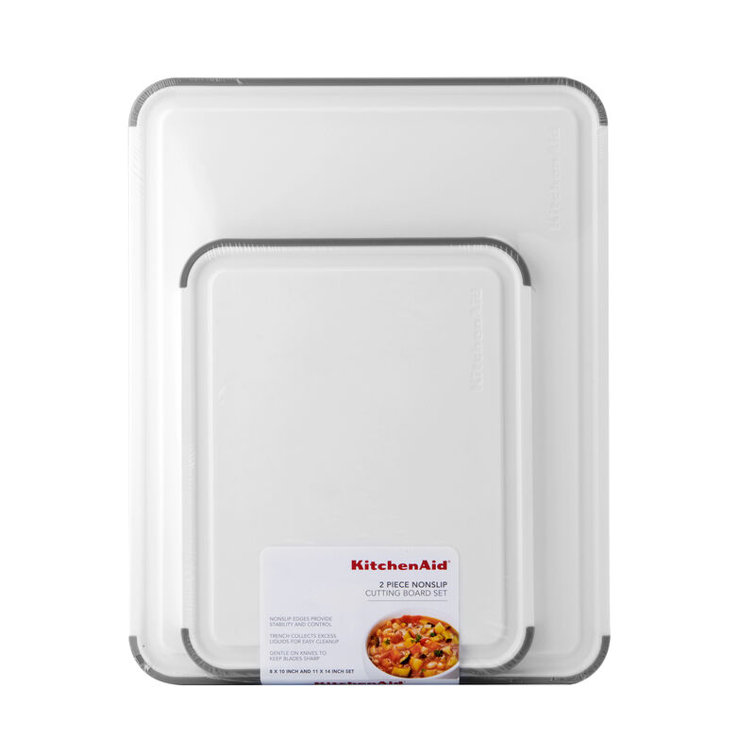 White Rectangular Nonslip Plastic Cutting Board Set