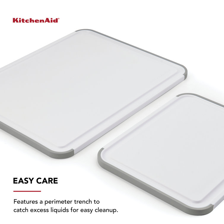 White Rectangular Nonslip Plastic Cutting Board Set