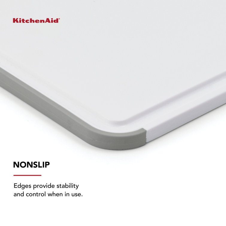 White Rectangular Nonslip Plastic Cutting Board Set