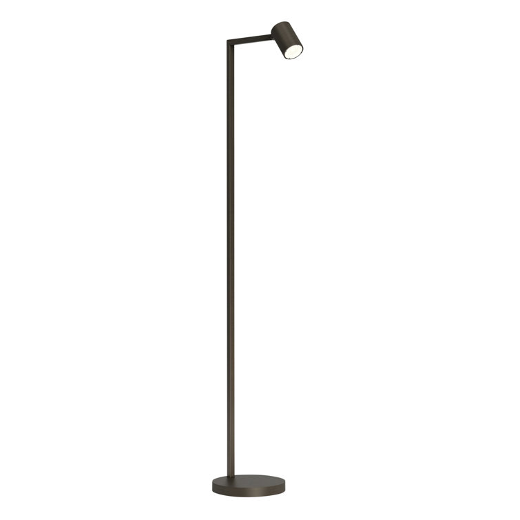 Astro Adjustable Bronze Steel Task Floor Lamp with Round Shade