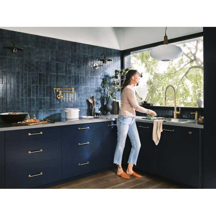 Brushed Gold Stainless Steel Spring Pulldown Kitchen Faucet