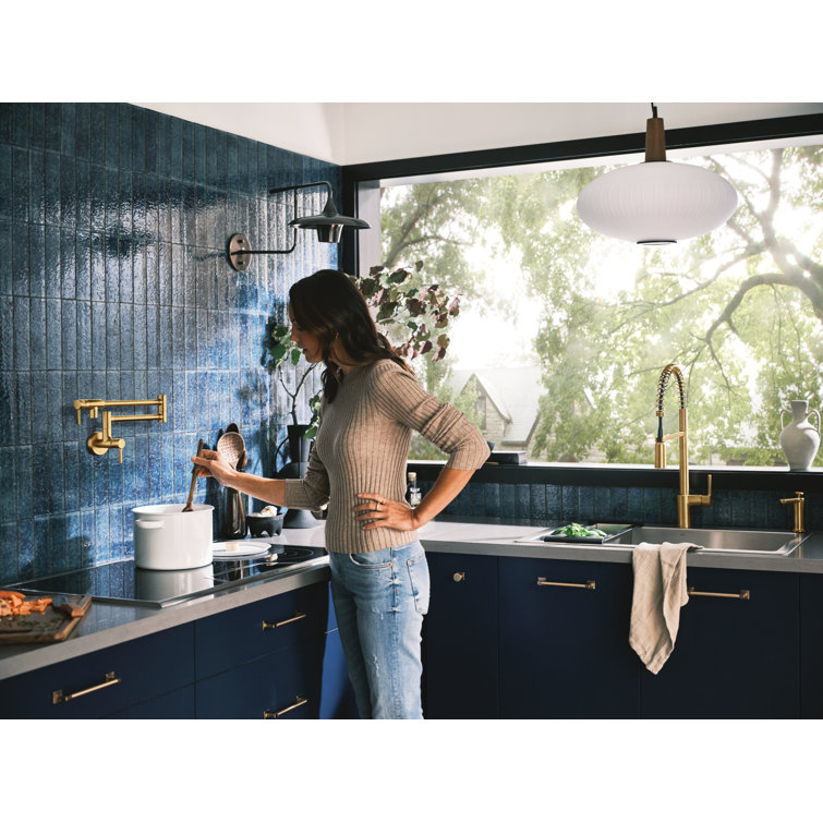 Brushed Gold Stainless Steel Spring Pulldown Kitchen Faucet
