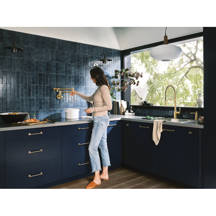 Brushed Gold Stainless Steel Spring Pulldown Kitchen Faucet