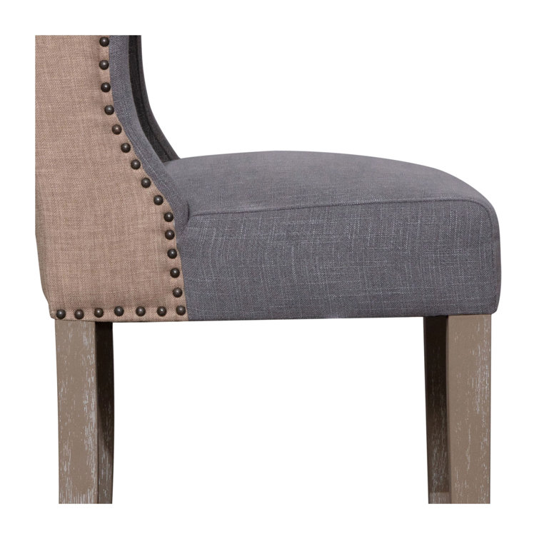 Reilly Gray Linen and Jute Wingback Counter Stool
