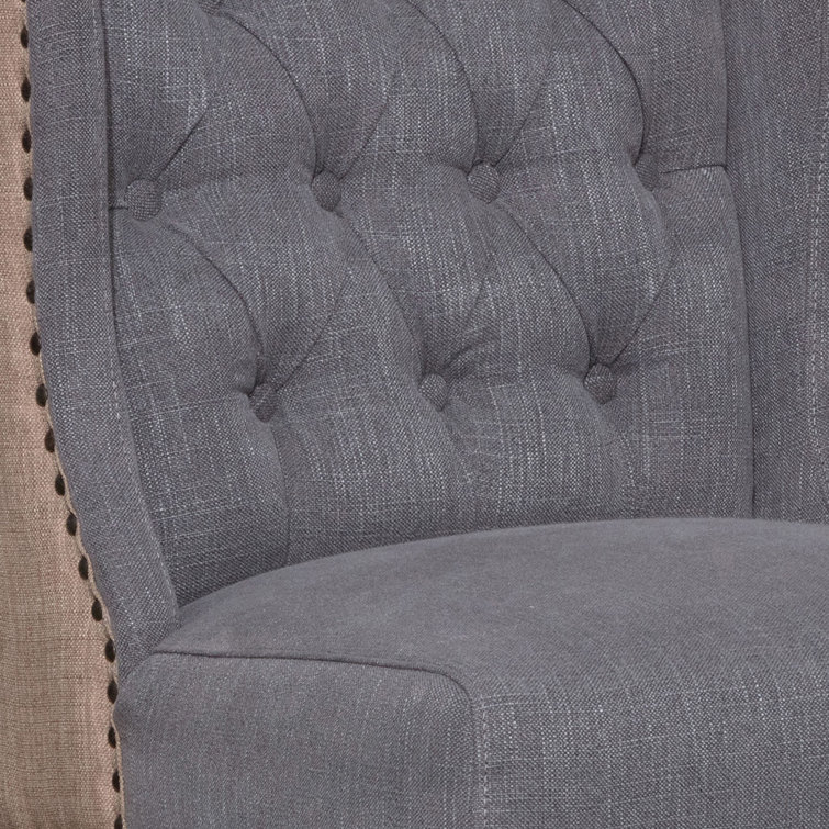 Reilly Gray Linen and Jute Wingback Counter Stool