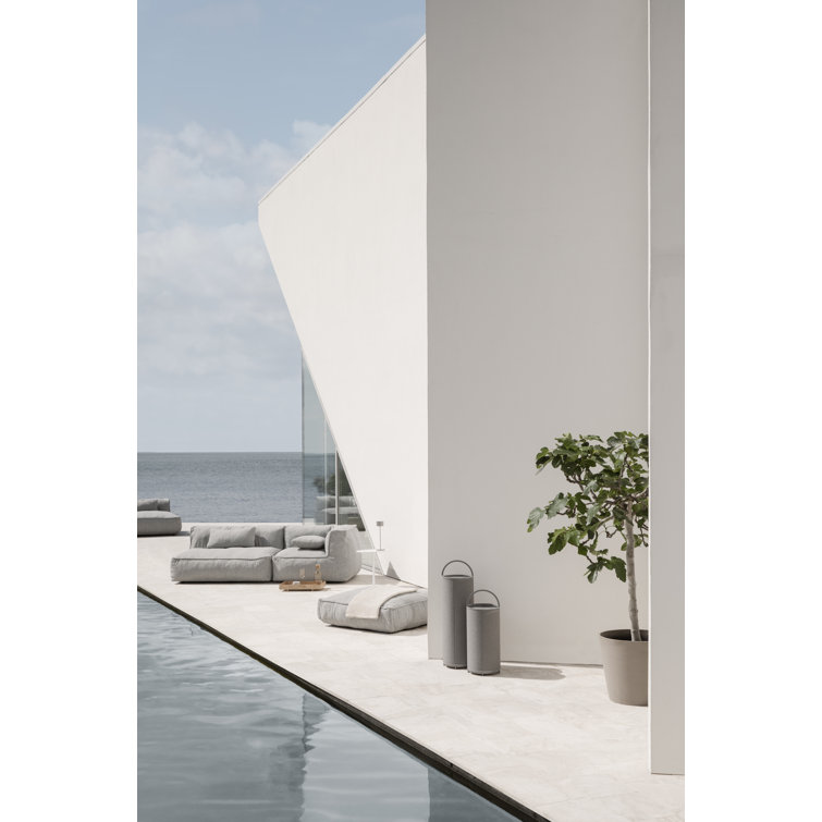 Cloud Gray Outdoor Patio Pouf Ottoman