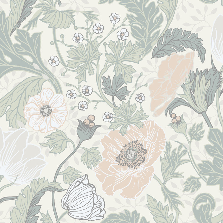 Light Gray Floral Non-Woven Wallpaper Roll