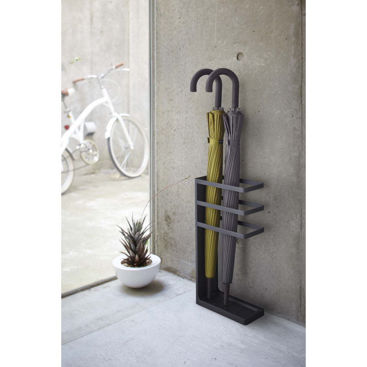 Black Metal Freestanding Umbrella Holder with Openwork Design