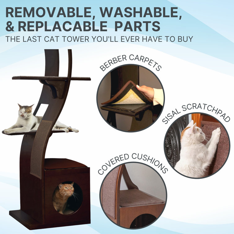 69" Smoke Gray Engineered Wood Cat Tree Tower