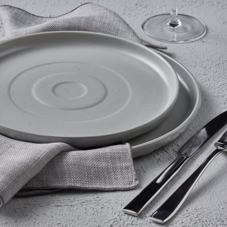 Gray and White Variegated Glaze Ceramic Dinnerware Set, Service for 8