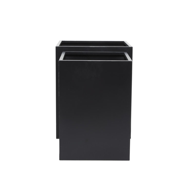 Black Metal Square Indoor/Outdoor Planter Box Set
