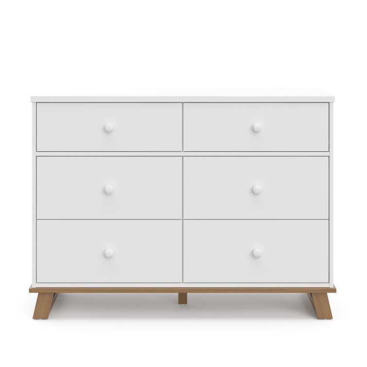 White and Driftwood Modern 6-Drawer Nursery Dresser