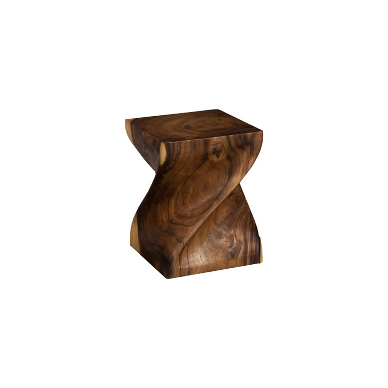 Small Natural Chamcha Wood Spiral Stool
