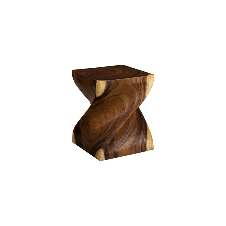 Small Natural Chamcha Wood Spiral Stool