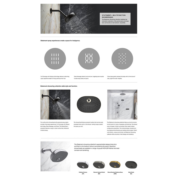 Chrome Oval Multifunction Wall Mounted Showerhead
