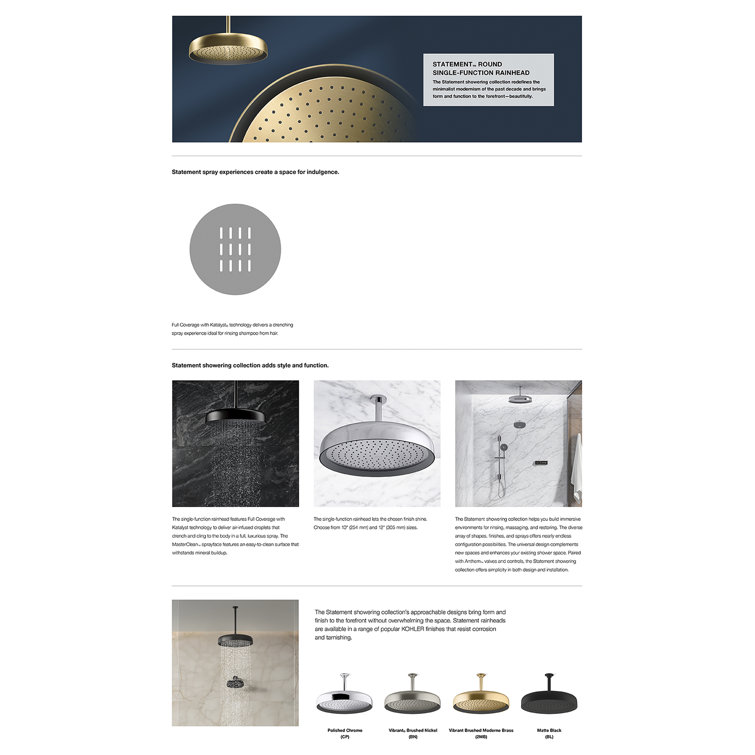Polished Chrome 12" Round Rain Showerhead