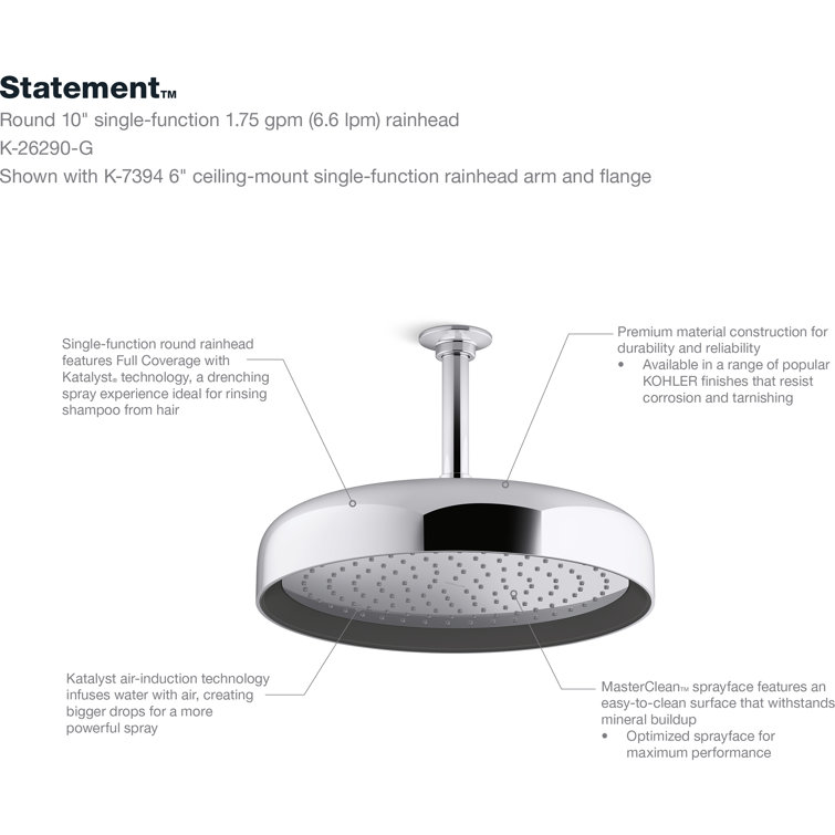 Polished Chrome 12" Round Rain Showerhead